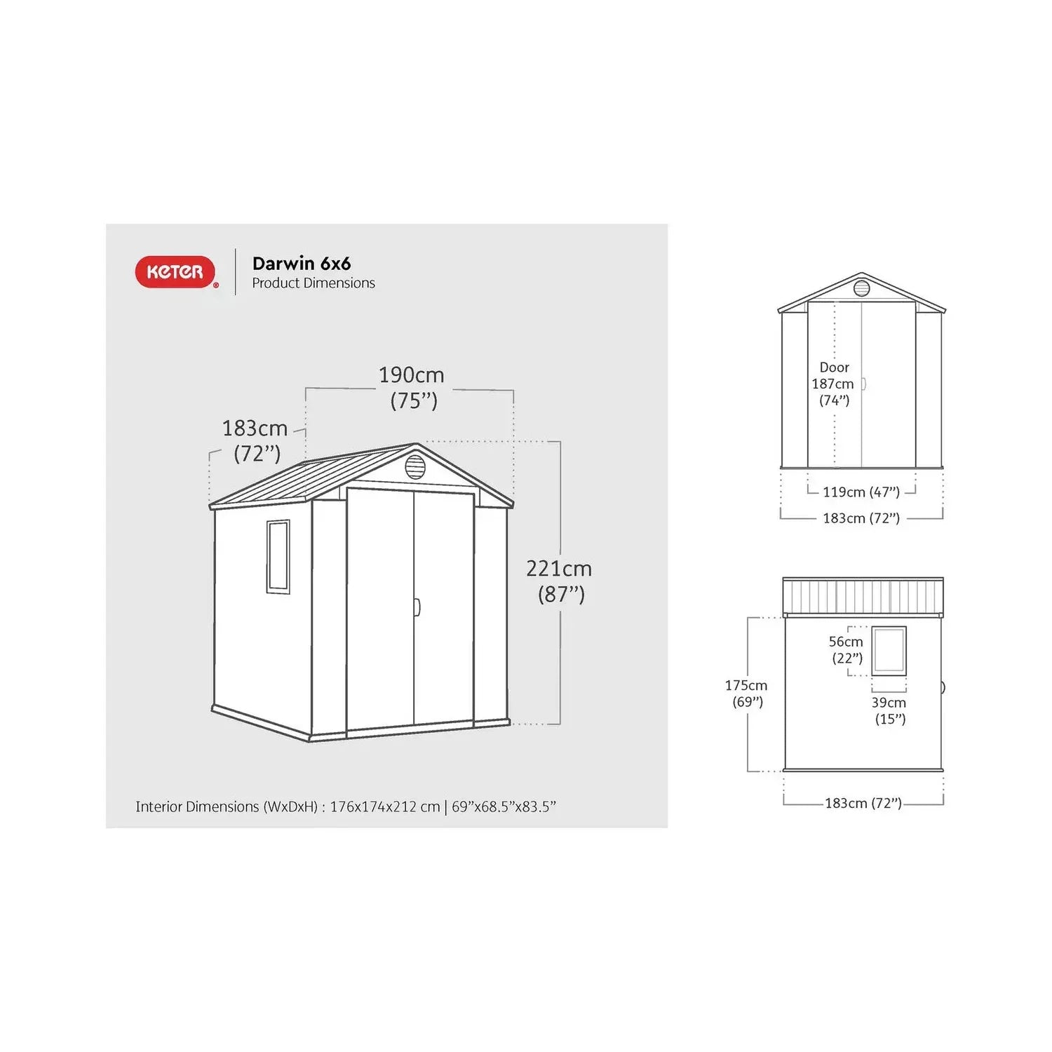 Keter 6×6 Darwin Heavy Duty Plastic Garden Shed – Brown