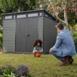 Keter 9x 7 Cortina Heavy Duty Plastic Pent Shed – Dark Green - Image 2