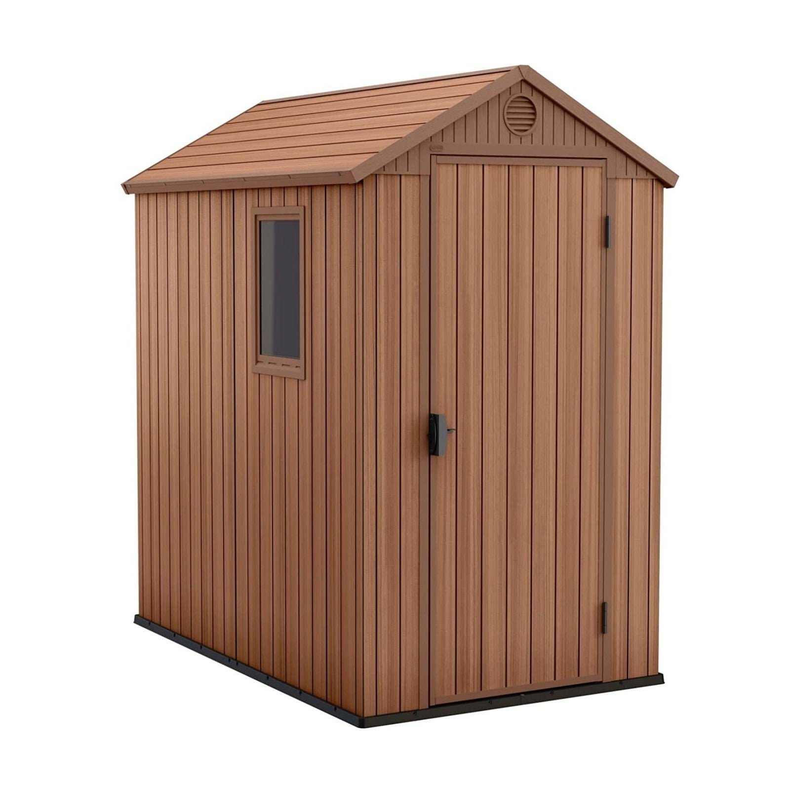 KETER-DARWIN-1-1-2 Keter 4×6 Darwin Heavy Duty Plastic Garden Shed – Brown - Image 1