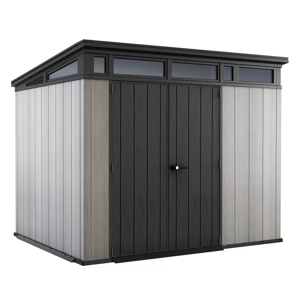 Keter-Artisan-Resin-Garden-Shed-9-x-7ft-1-2 Keter 9x 7 Artisan Heavy Duty Plastic Pent Shed – Grey - Image 1