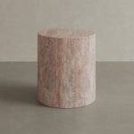 Porto Travertine Side Table, Red