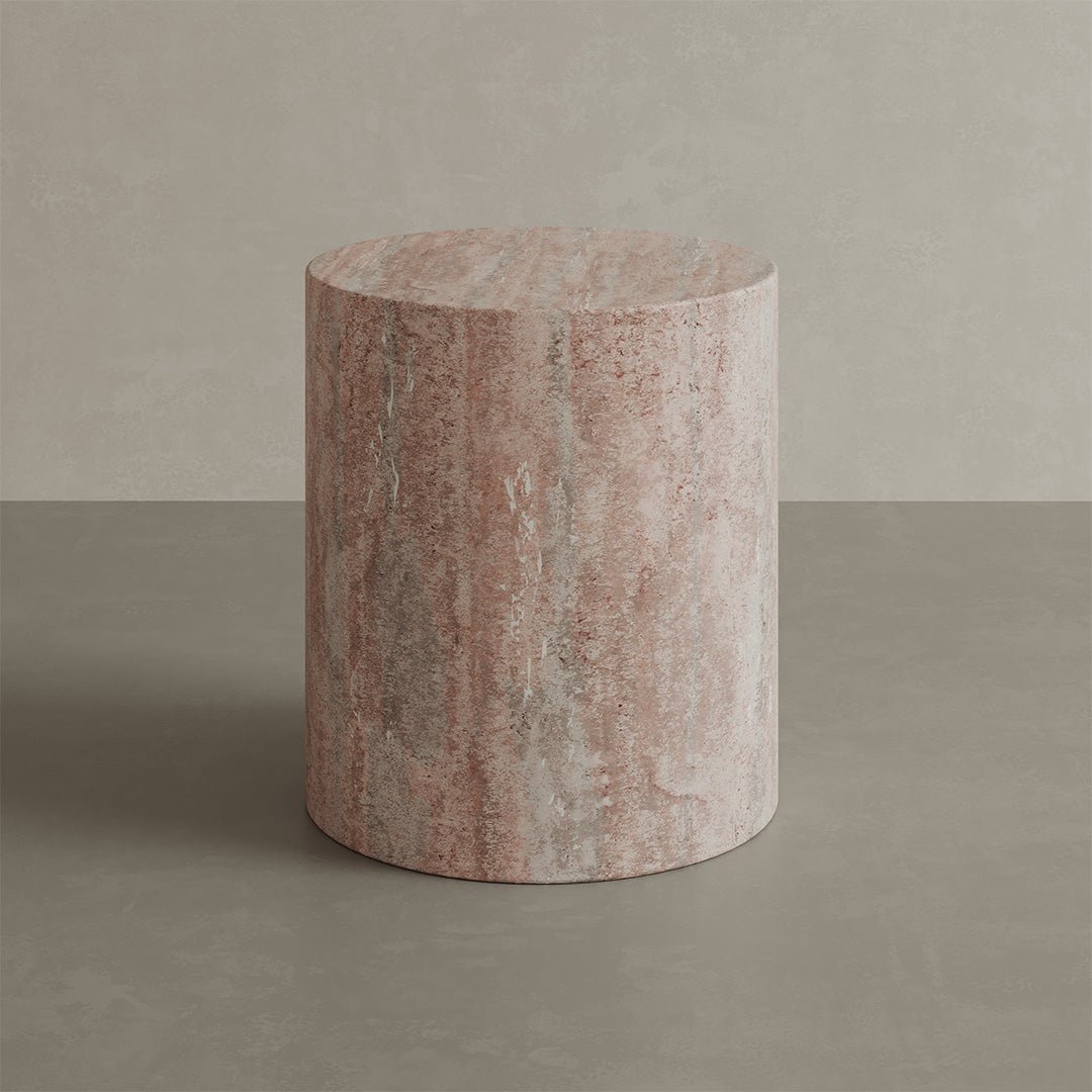 Porto-Red-Travertine-40cm-Side-Table-img2 Porto Travertine Side Table, Red - Image 1