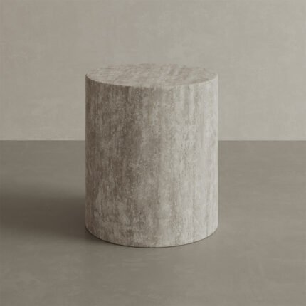 Porto Travertine Side Table, White